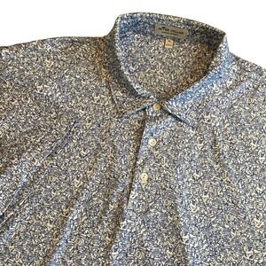 Peter Millar Summer Comfort Golf Polo Shirt Mens XL Blue White Club Print
